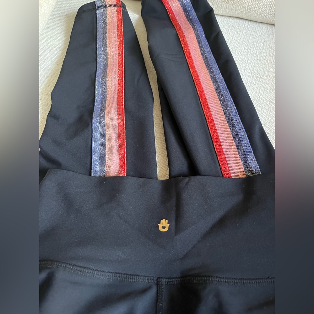 Spiritual Gangster metallic Sparkle High Waist 7/8 Leggings Glitter Stripe Small